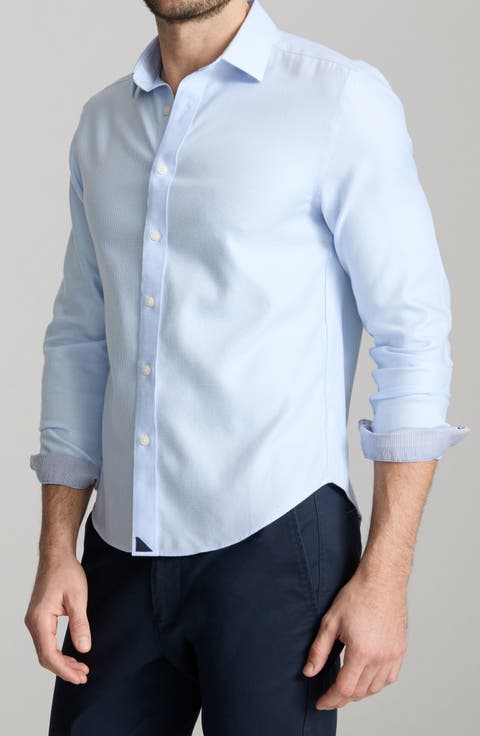Burke Solid Wrinkle Free Cotton Dobby Button-Up Shirt