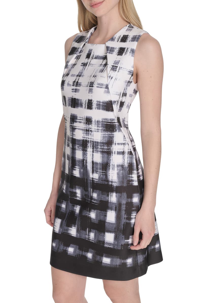 Calvin Klein Variegated Print Sheath Dress, Alternate, color, Black/ Off White