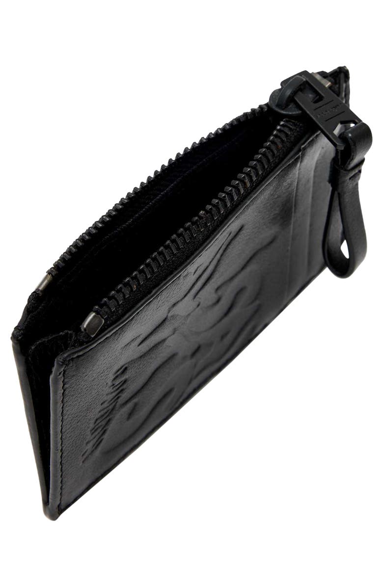 AllSaints Orlando Isamu Leather Zip Card Case, Alternate, color, Black