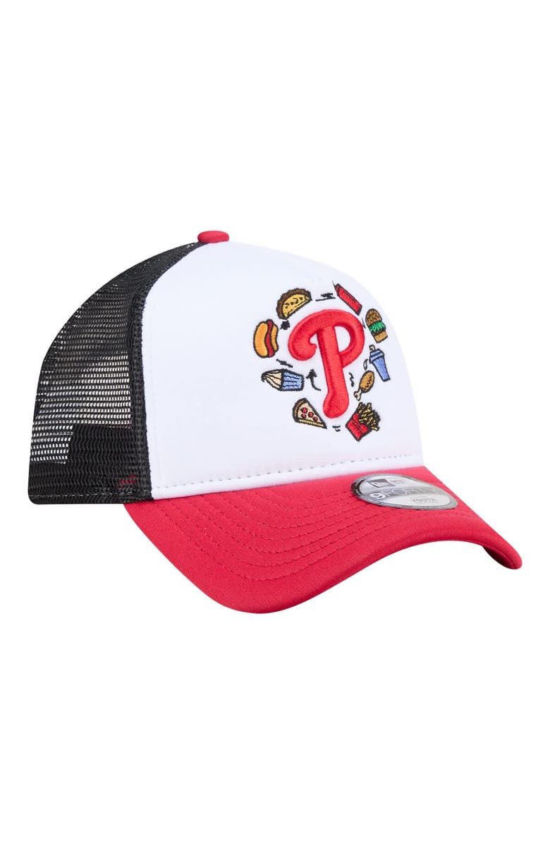 New Era Youth New Era White/Red Philadelphia Phillies Food A-Frame 9FORTY Trucker Adjustable Hat, Alternate, color, White