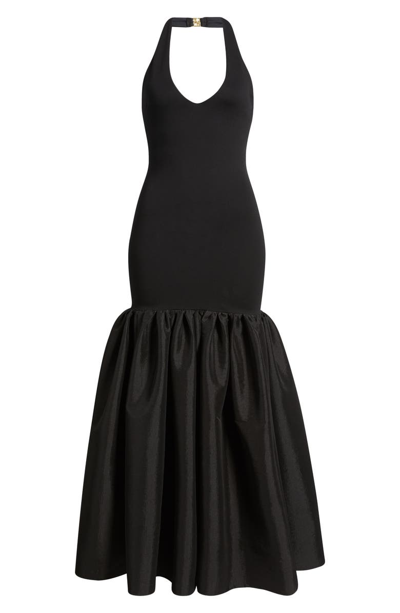 Delfi Collective Isha Halter Gown, Alternate, color, Black