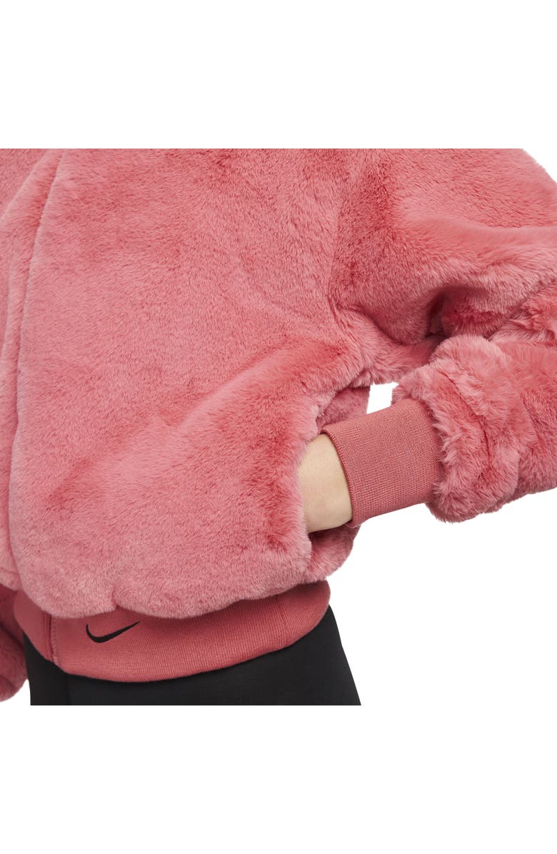 Nike Sportswear Essential Faux Fur Jacket, Alternate, color, Archaeo Pink/ Black