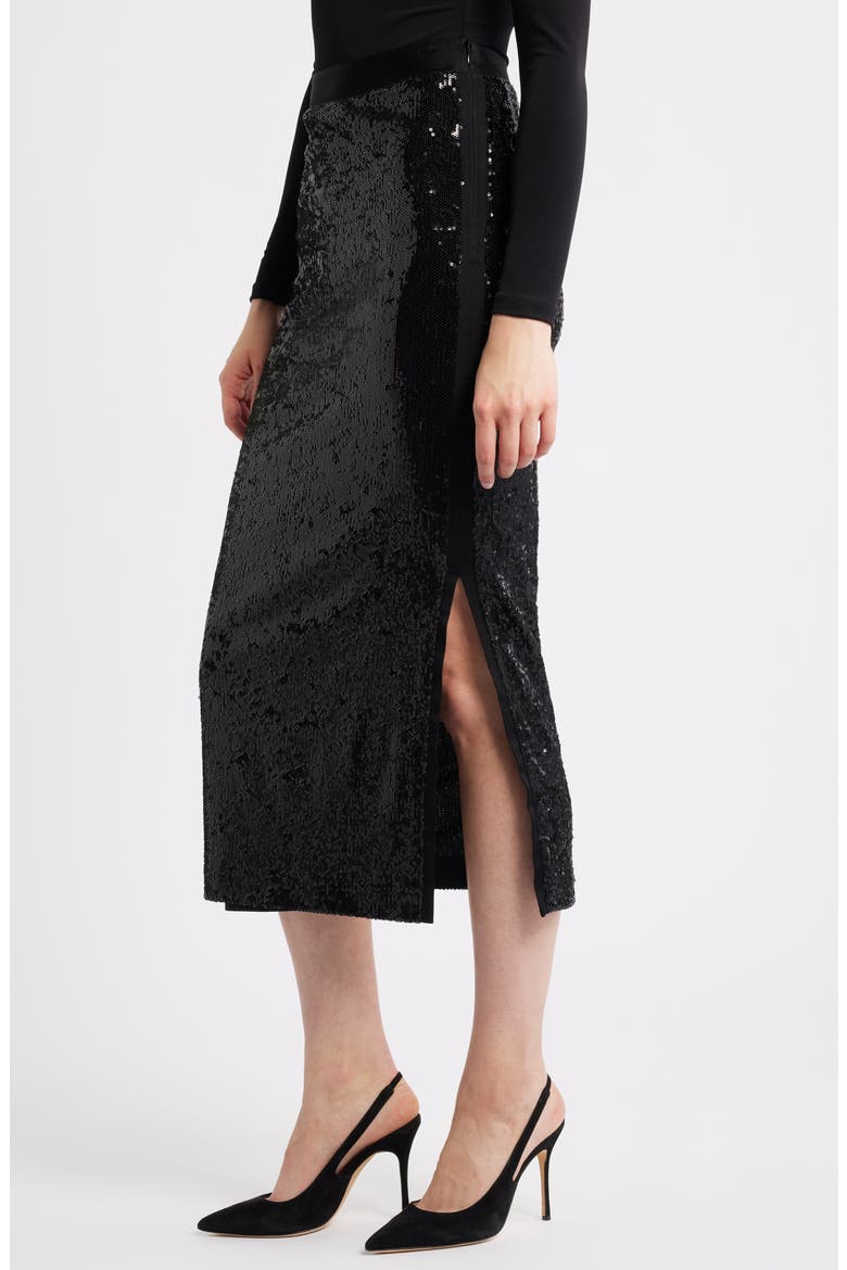 Ebibi Sequin Midi Skirt, Alternate, color, BLK