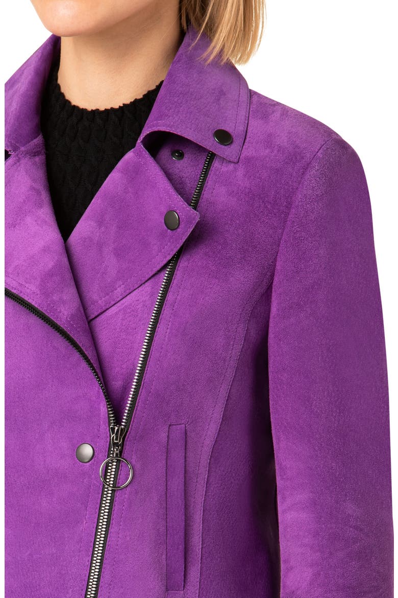 Suede Biker Jacket, Alternate, color, PURPLE