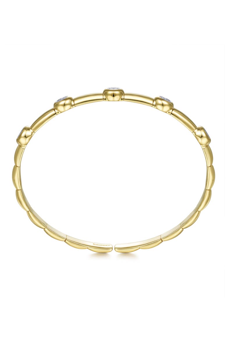 Demure Diamond Station 14K Gold Open Bangle Bracelet, Alternate, color, 14K YELLOW GOLD