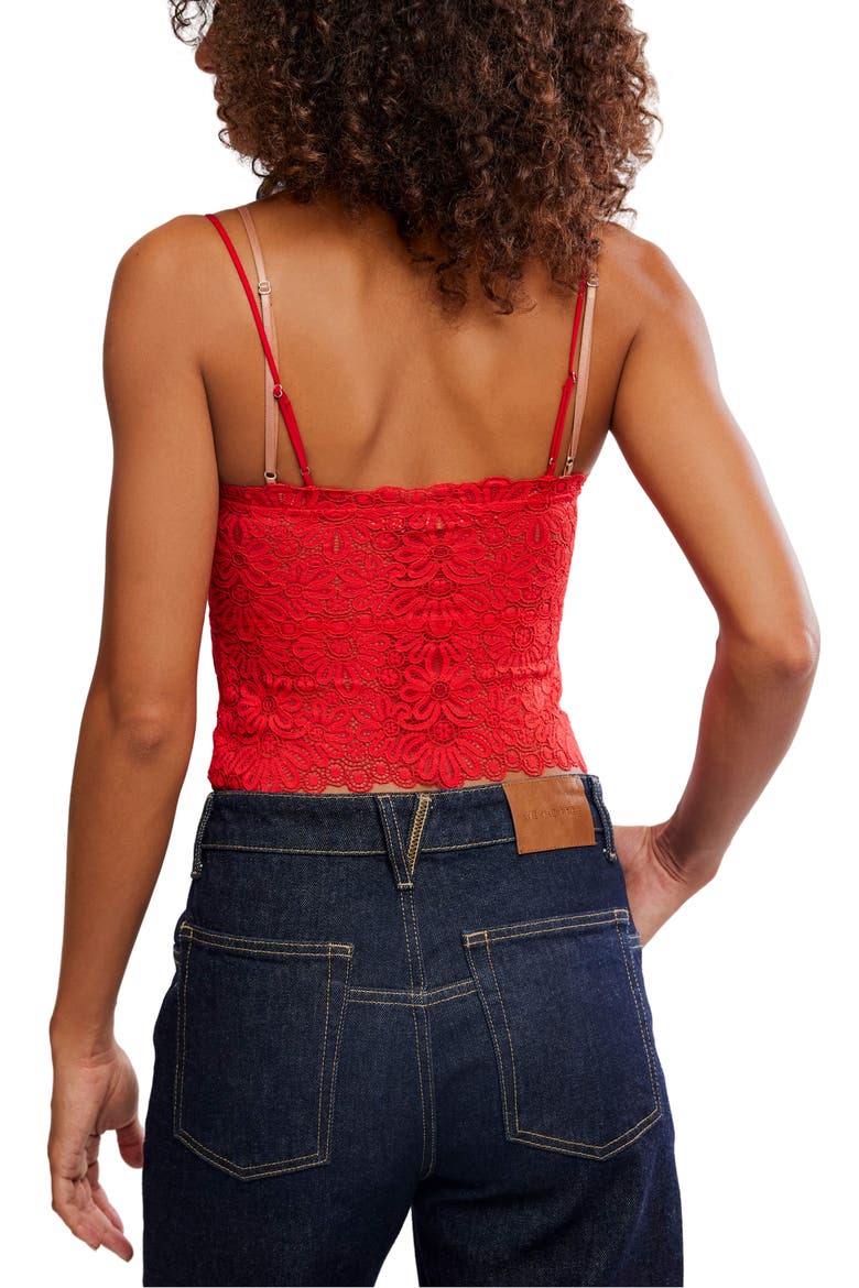 Love and Lace Semi Sheer Crop Camisole, Alternate, color, HIGH RISK RED