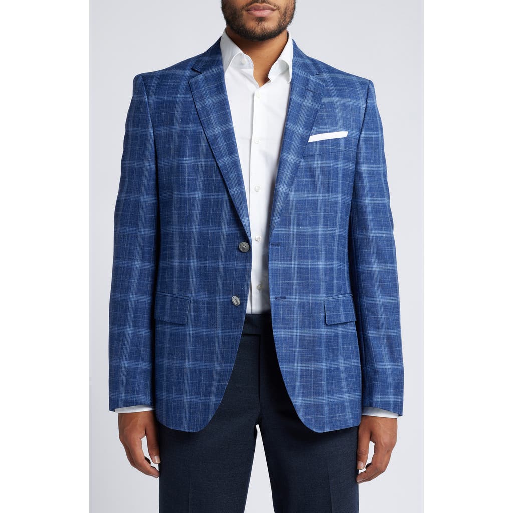 Hugo Boss Boss Hutson Plaid Virgin Wool Sport Coat In Navy