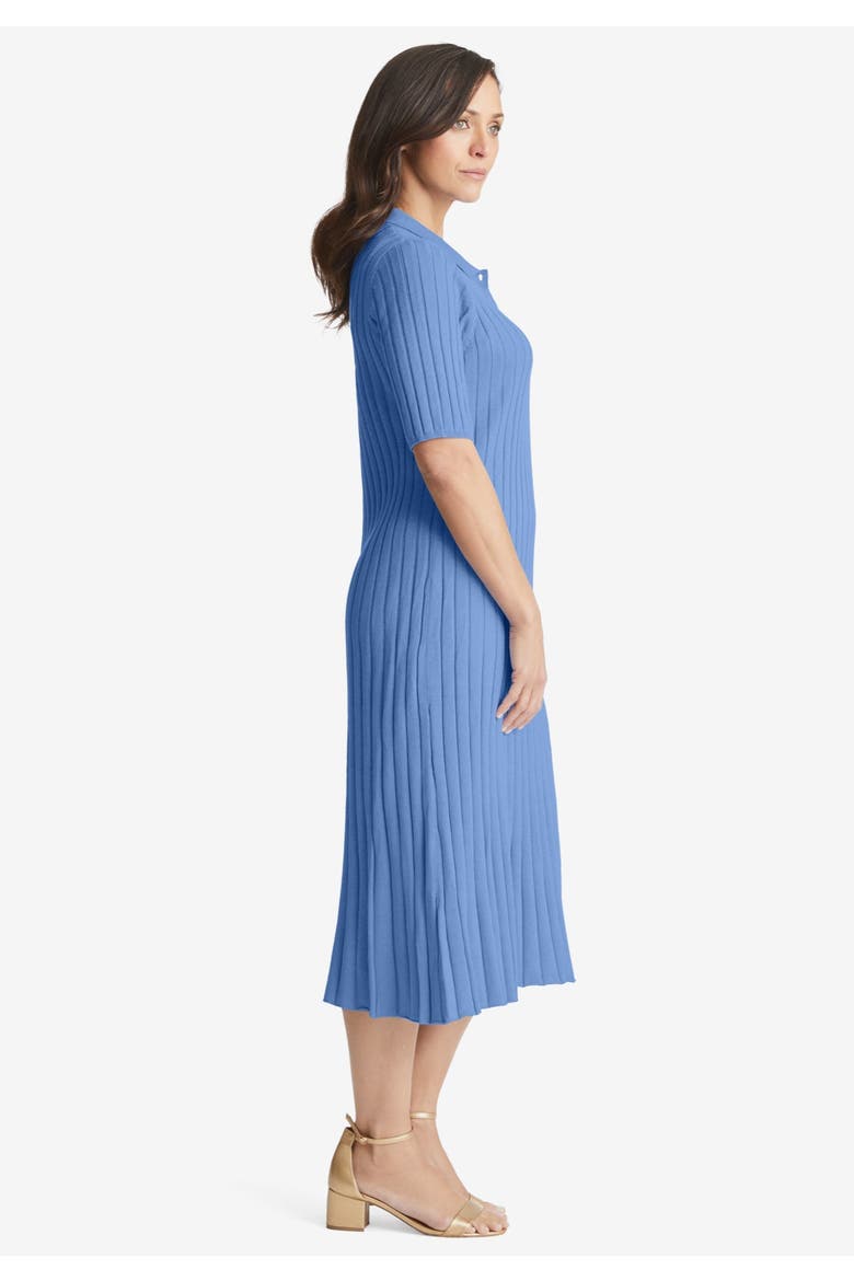 Ribbed Henley Dress, Alternate, color, FRENCH BLUE