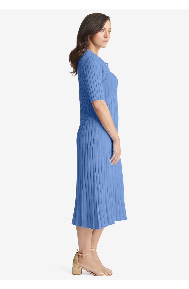 Jessica London Ribbed Henley Dress, Alternate, color, French Blue