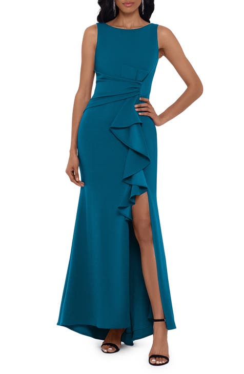 Betsy and newest Adam Blue Velvet Gown