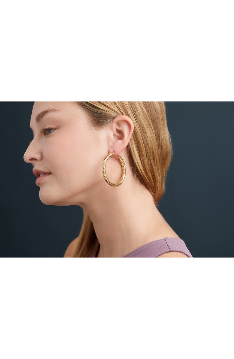 Bony Levy 14K Gold Textured Hoop Earrings, Alternate, color, 