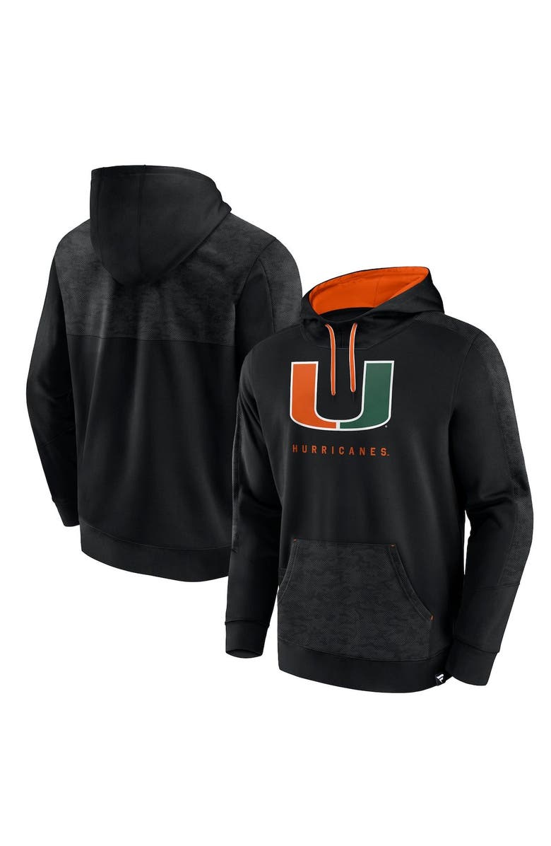 FANATICS Men's Fanatics Black Miami Hurricanes Defender Pullover Hoodie, Alternate, color,