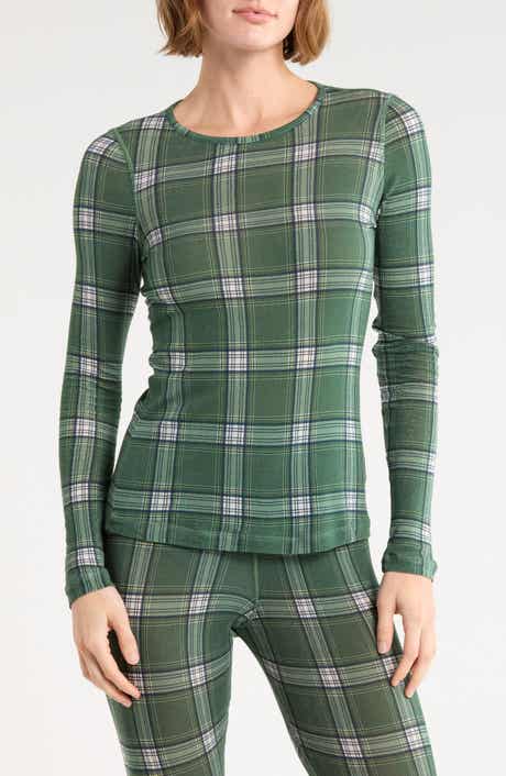 Plaid Long Sleeve Crewneck Top