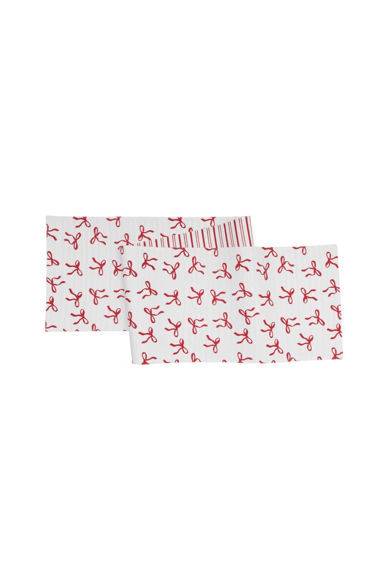 Holiday Bows Striped Reversible Runner 14" x 72", Main, color, Red