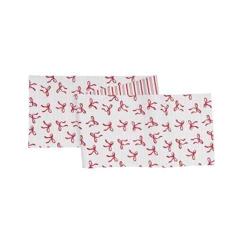 Holiday Bows Striped Reversible Runner 14" x 72"