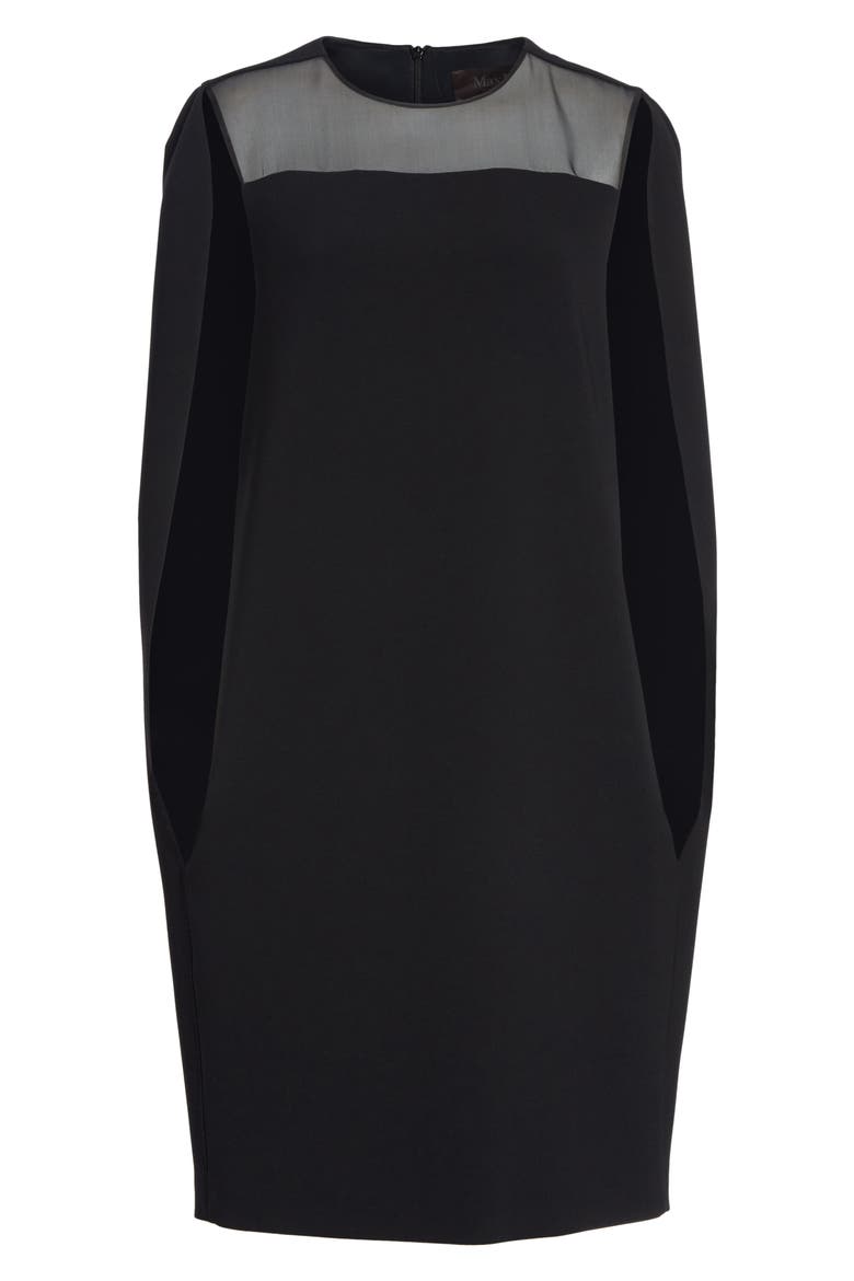 Sospiro Cape Shift Dress, Alternate, color, BLACK
