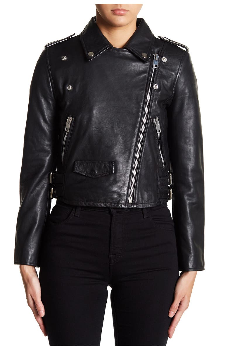 Walter Baker Liz Leather Crop Moto Jacket, Alternate, color,