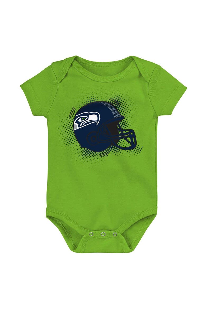 Infant College Navy/Neon Green/Heathered Gray Seattle Seahawks 3-Pack Game On Bodysuit Set, Alternate, color, Navy