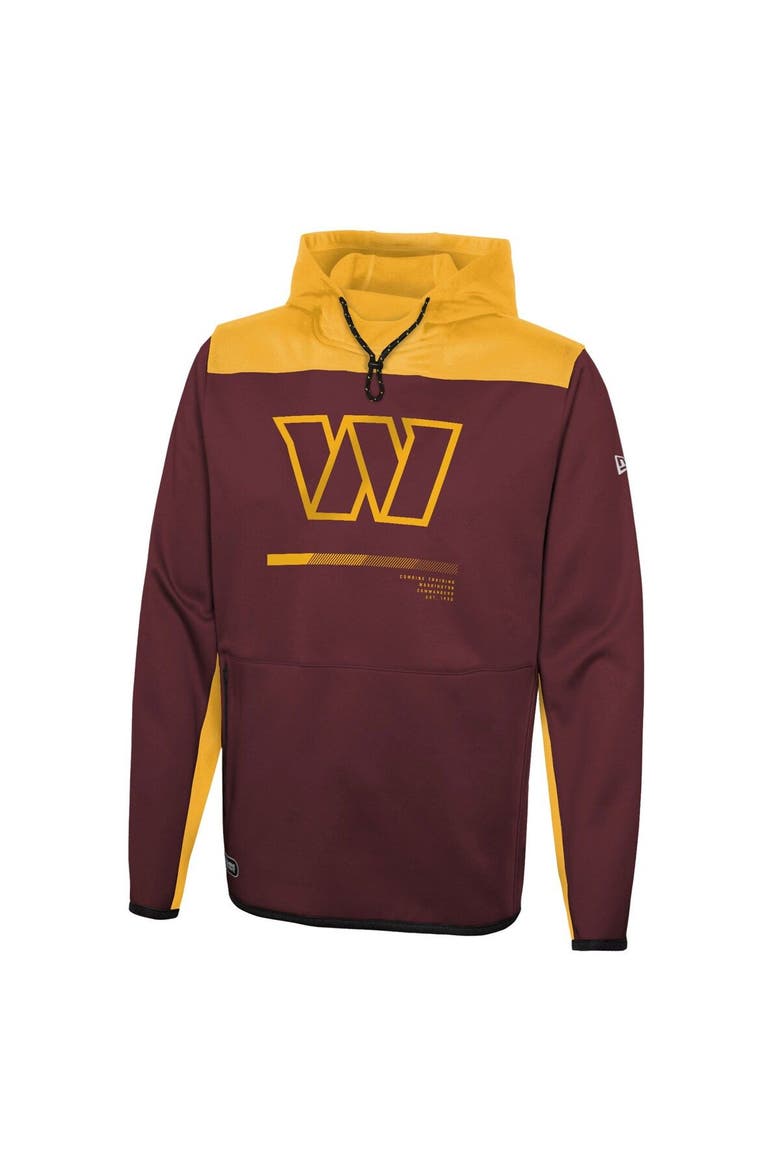 Men's New Era Burgundy Washington Commanders Combine Authentic Hard Hitter Pullover Hoodie, Alternate, color, Burgundy