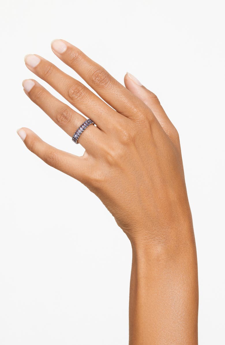 Swarovski Matrix Baguette Crystal Eternity Ring, Alternate, color, Grey