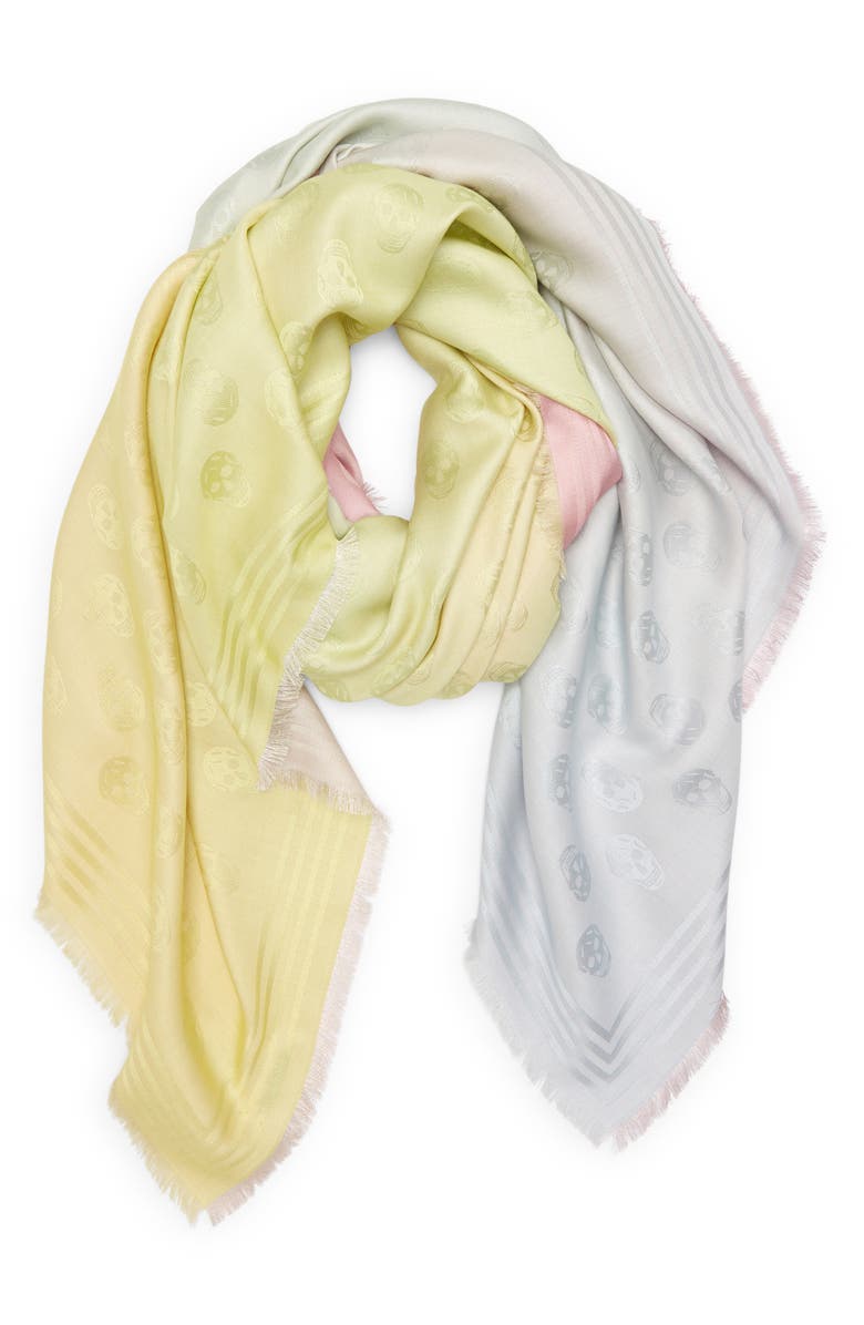 McQueen Skull Jacquard Silk Scarf, Alternate, color,