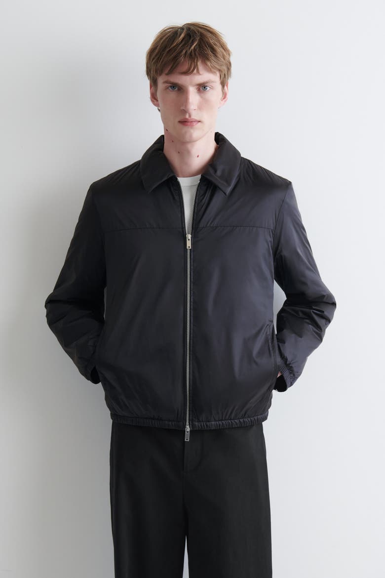 Padded Nylon Zip-Up Bomber Jacket, Alternate, color, NAVY