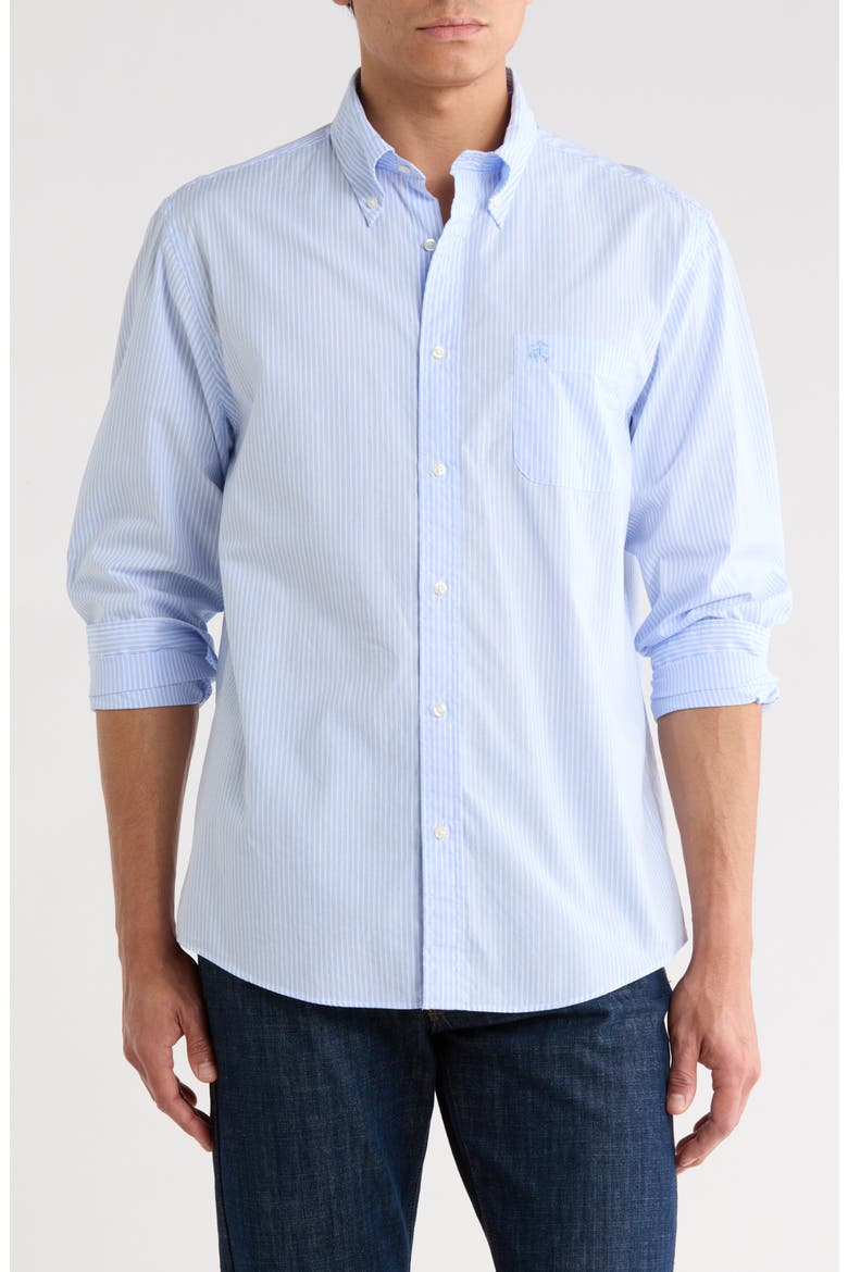 Regular Fit Cotton Button-Down Shirt, Main, color, HYDRANGEASTP