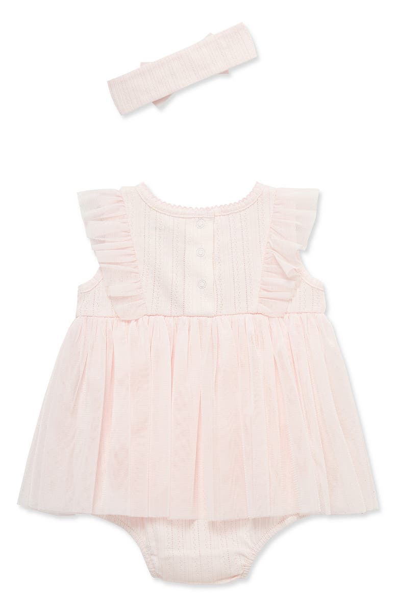 Little Me Strawberry Embroidered Tutu Romper & Headband, Alternate, color, Pink