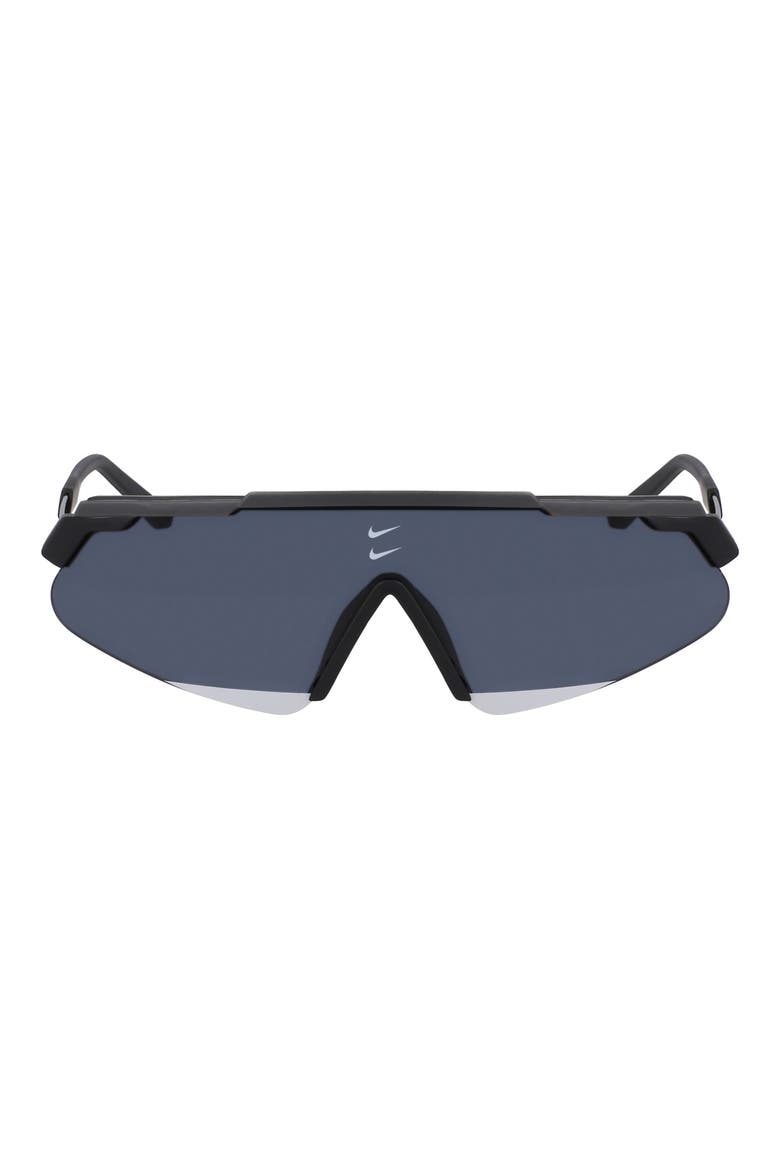 Marquee 66mm Oversize Shield Sunglasses, Main, color, DARK GREY/ DARK GREY