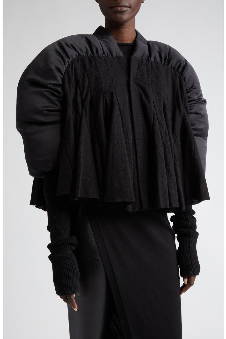 Duvetessa Mixed Media Crop Jacket, Alternate, color, BLACK