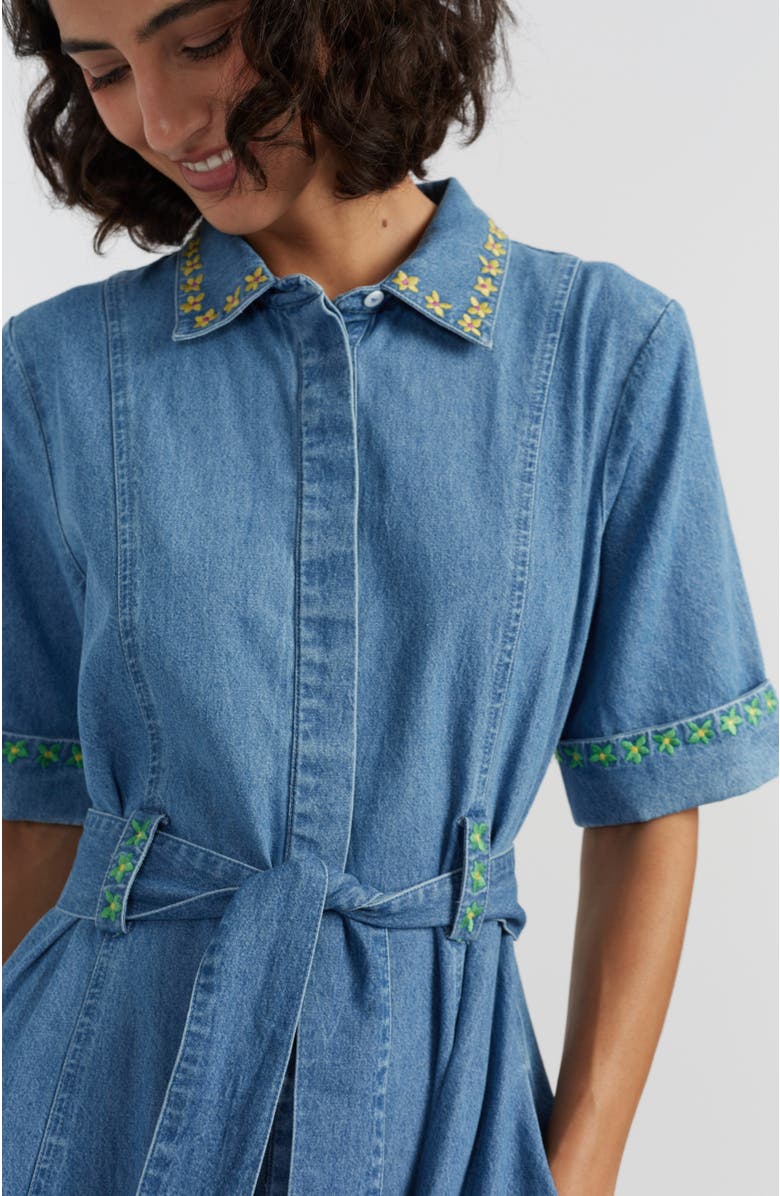 Chinti & Parker Chambray Buttercup Shirt Dress, Alternate, color, Spring Blue