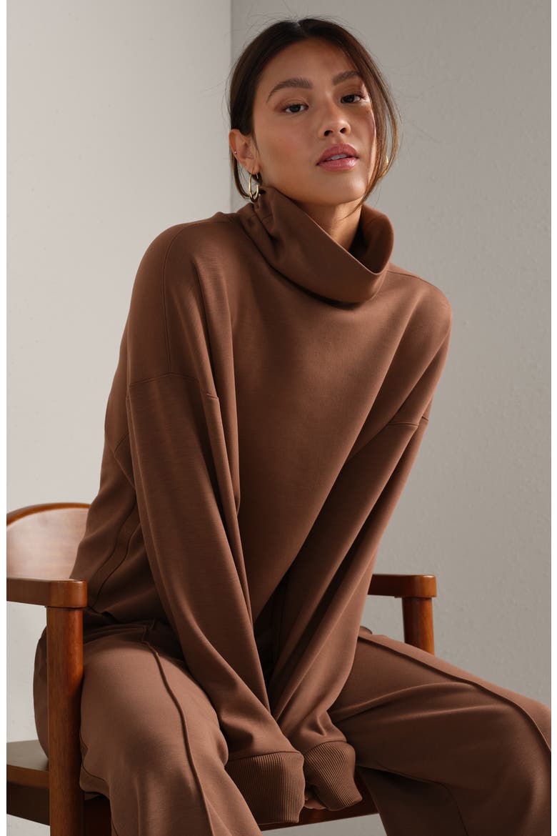 DreamGlow Mock Neck Top, Alternate, color, CHESTNUT BROWN