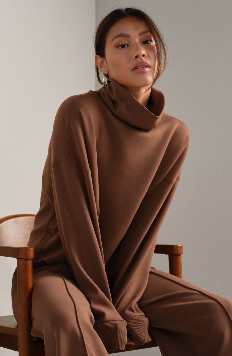 Rhone DreamGlow Mock Neck Top, Alternate, color, Chestnut Brown