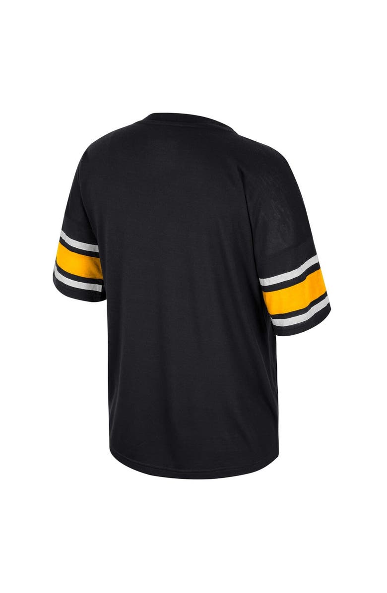 COLOSSEUM Women's Colosseum Black Iowa Hawkeyes I'm Gliding Here Rhinestone T-Shirt, Alternate, color, 