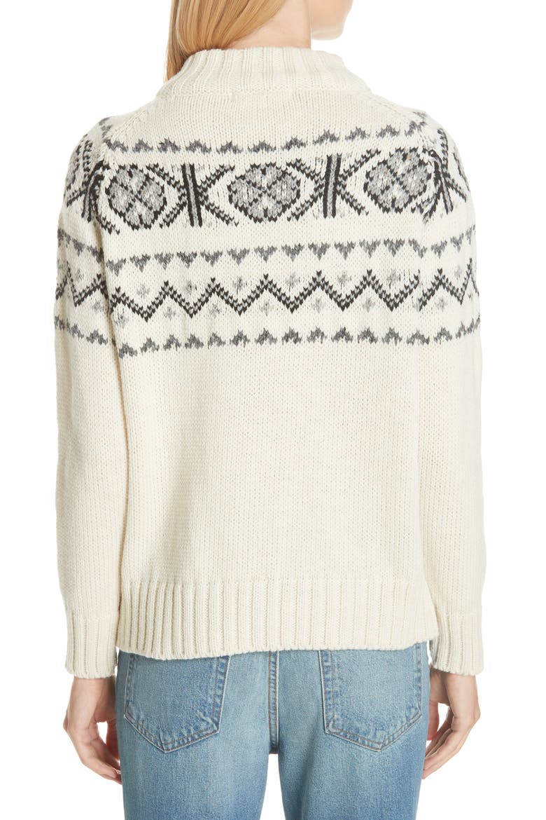 Malin Fair Isle Wool Sweater, Alternate, color, ECRU/ BLACK
