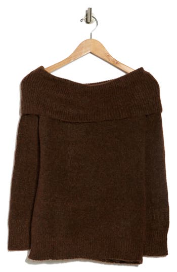Rdi Marylyn Off The Shoulder Sweater In Brown