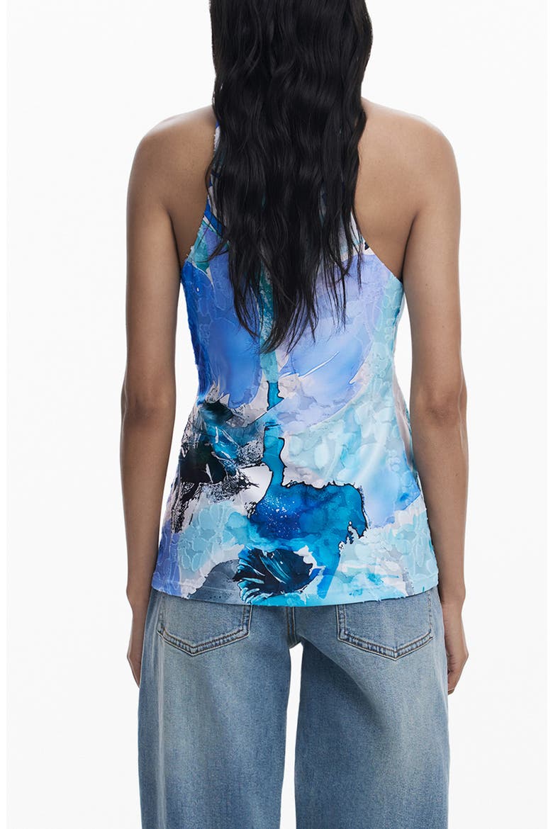 Sleeveless Abstract Print Top, Alternate, color, BLUE