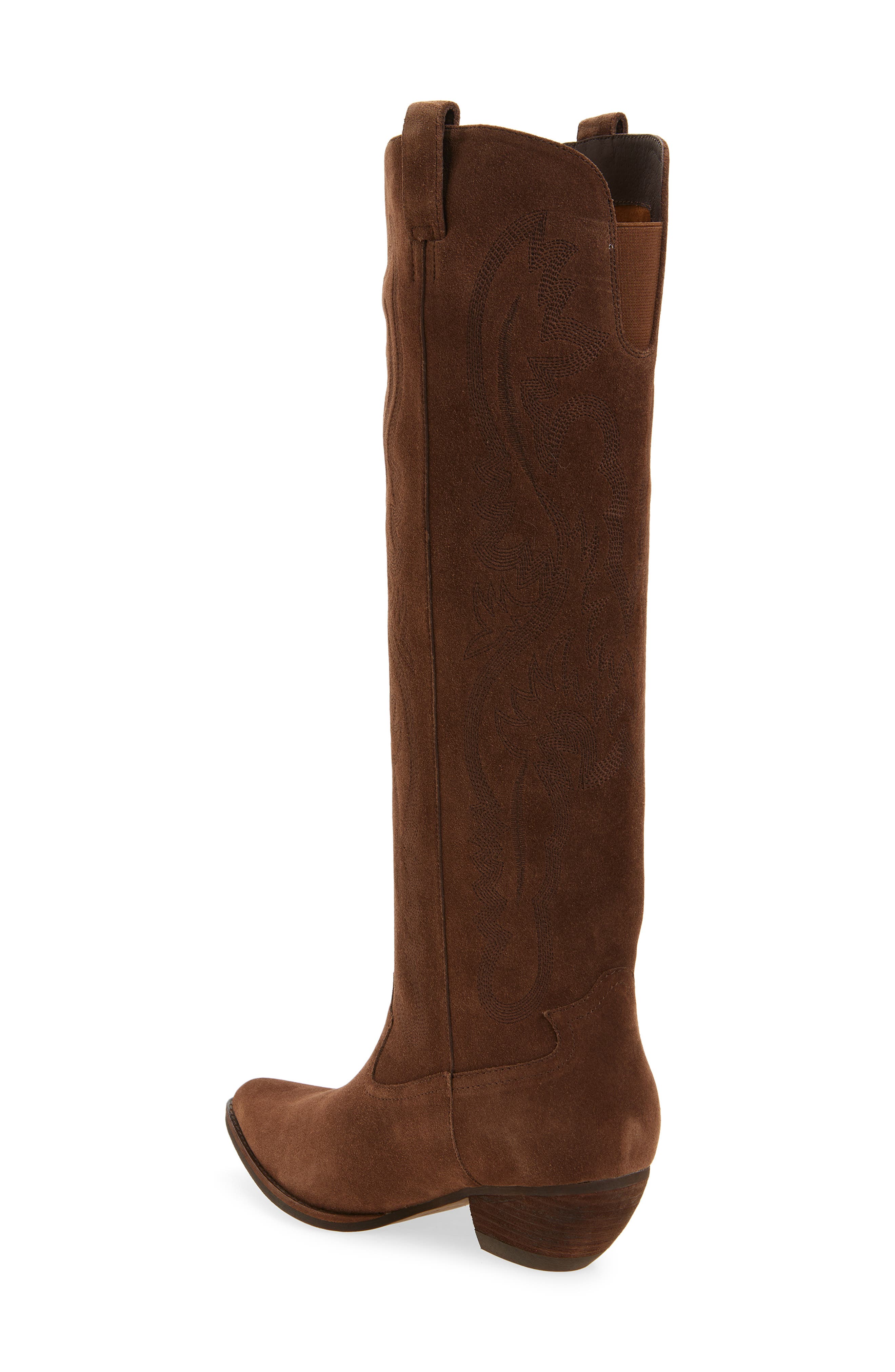 Jeffrey Campbell Calvera Western Knee High Boot, Alternate, color, Brown Suede