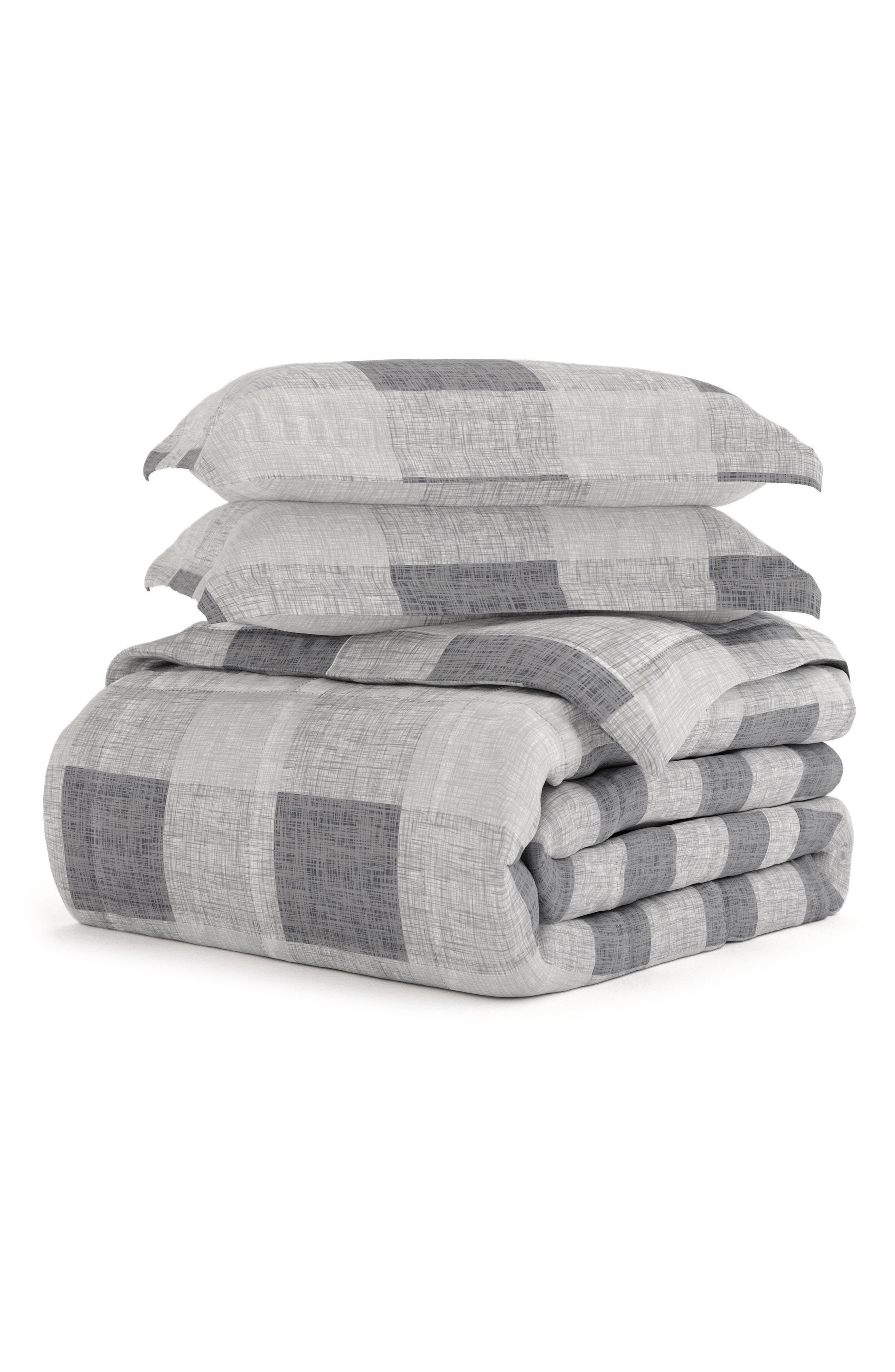 HOMESPUN Gray Plaid Premium Microfiber Comforter Set