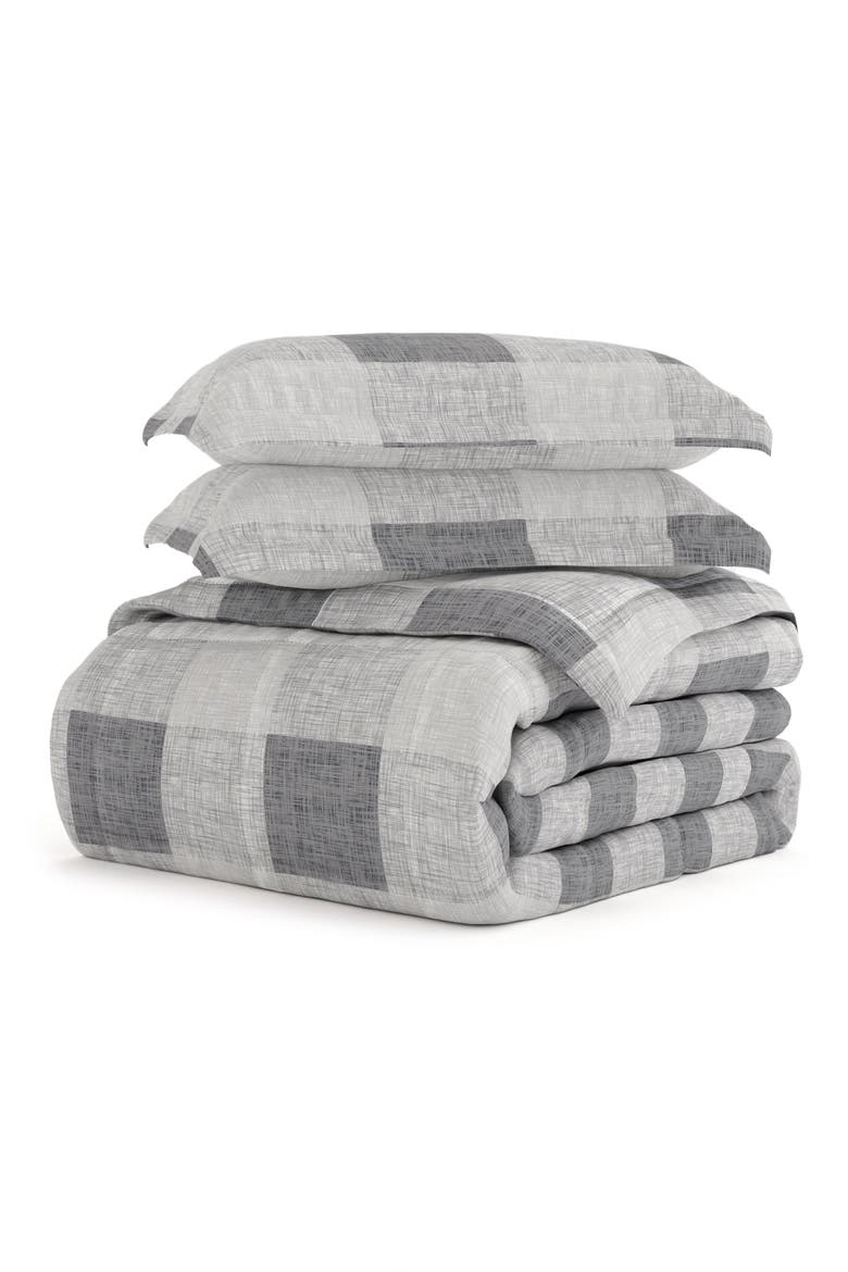 Gray Plaid Premium Microfiber Comforter Set, Main, color, GRAY