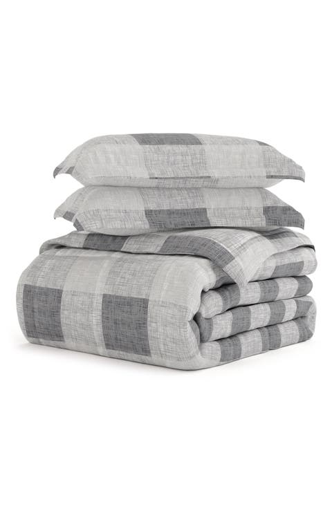 Gray Plaid Premium Microfiber Comforter Set