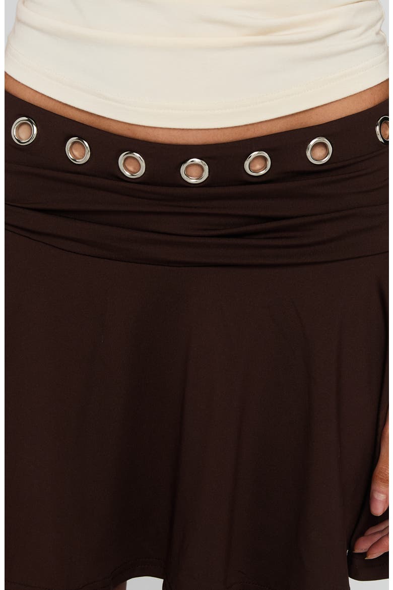 Amryn Grommet Miniskirt, Alternate, color, BROWN