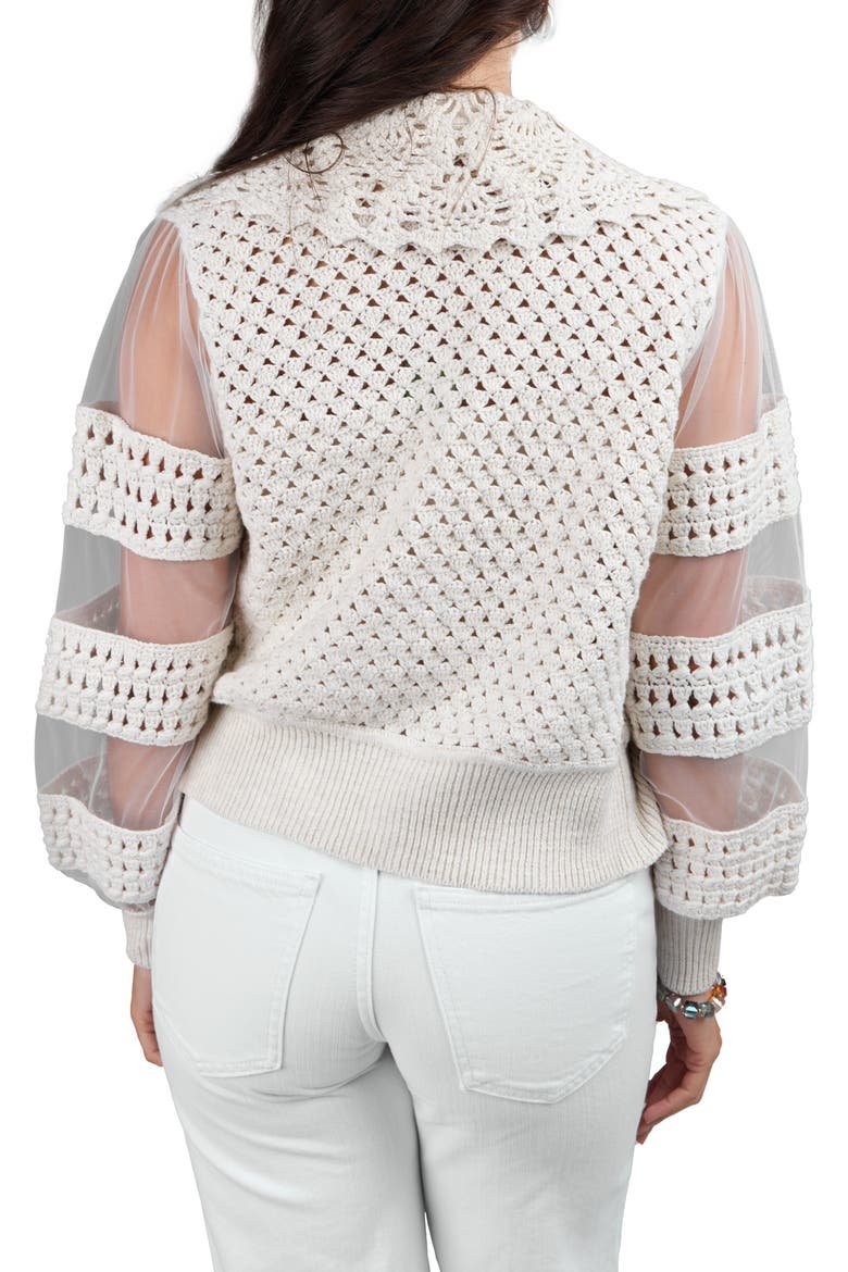 CROCHET CARDIGAN, Alternate, color, IVORY