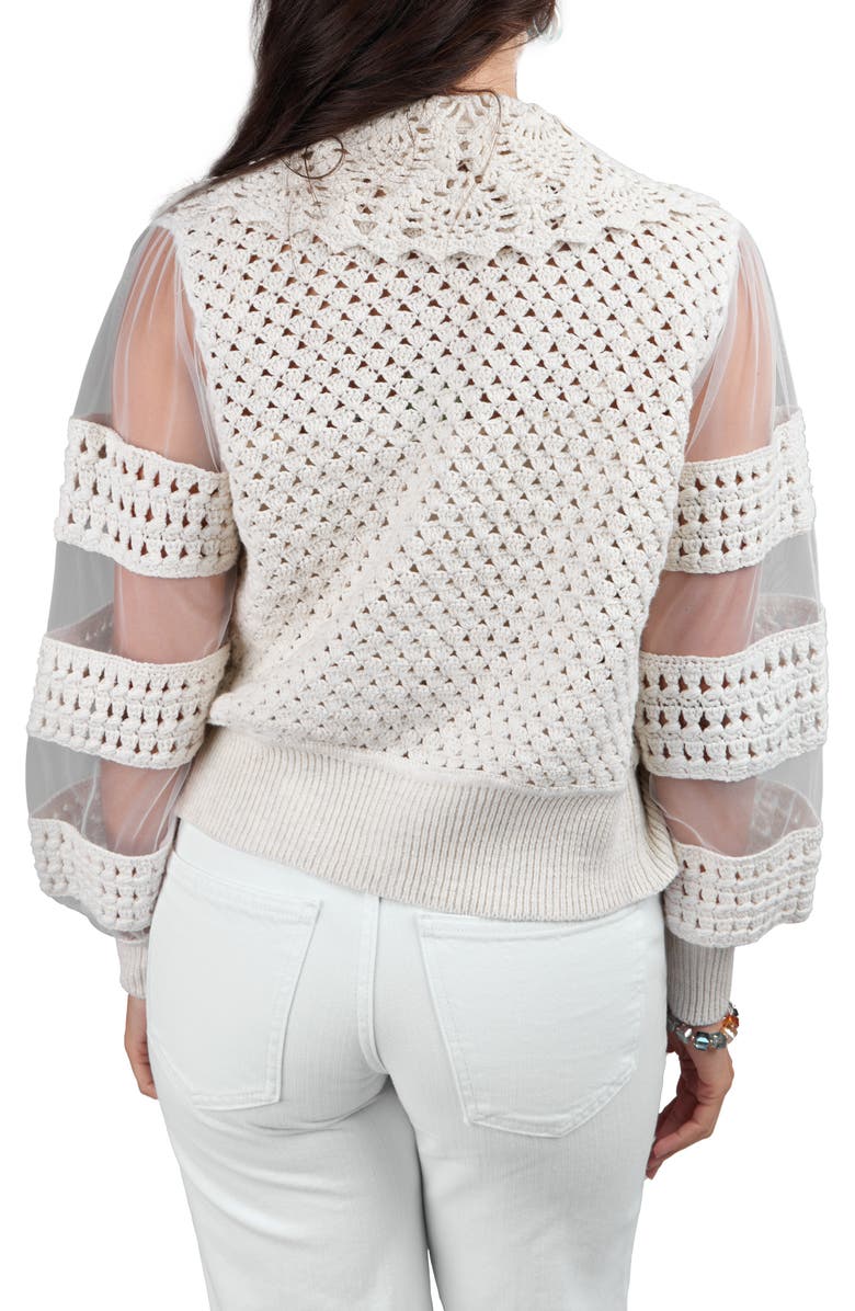 SAACHI CROCHET CARDIGAN, Alternate, color, Ivory