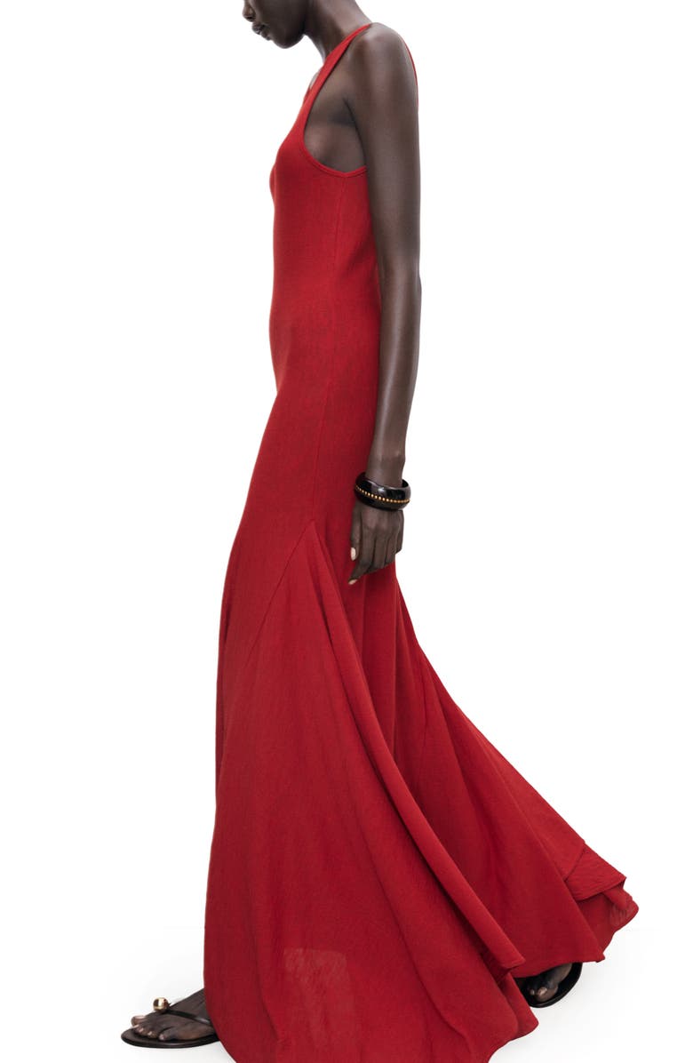 MANGO Asymmetric Sleeveless Knit Maxi Dress, Alternate, color, Red