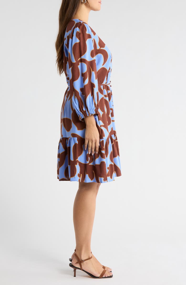 SUGARLIPS Briley Floral Print Long Sleeve Minidress, Alternate, color, Brown-Blue