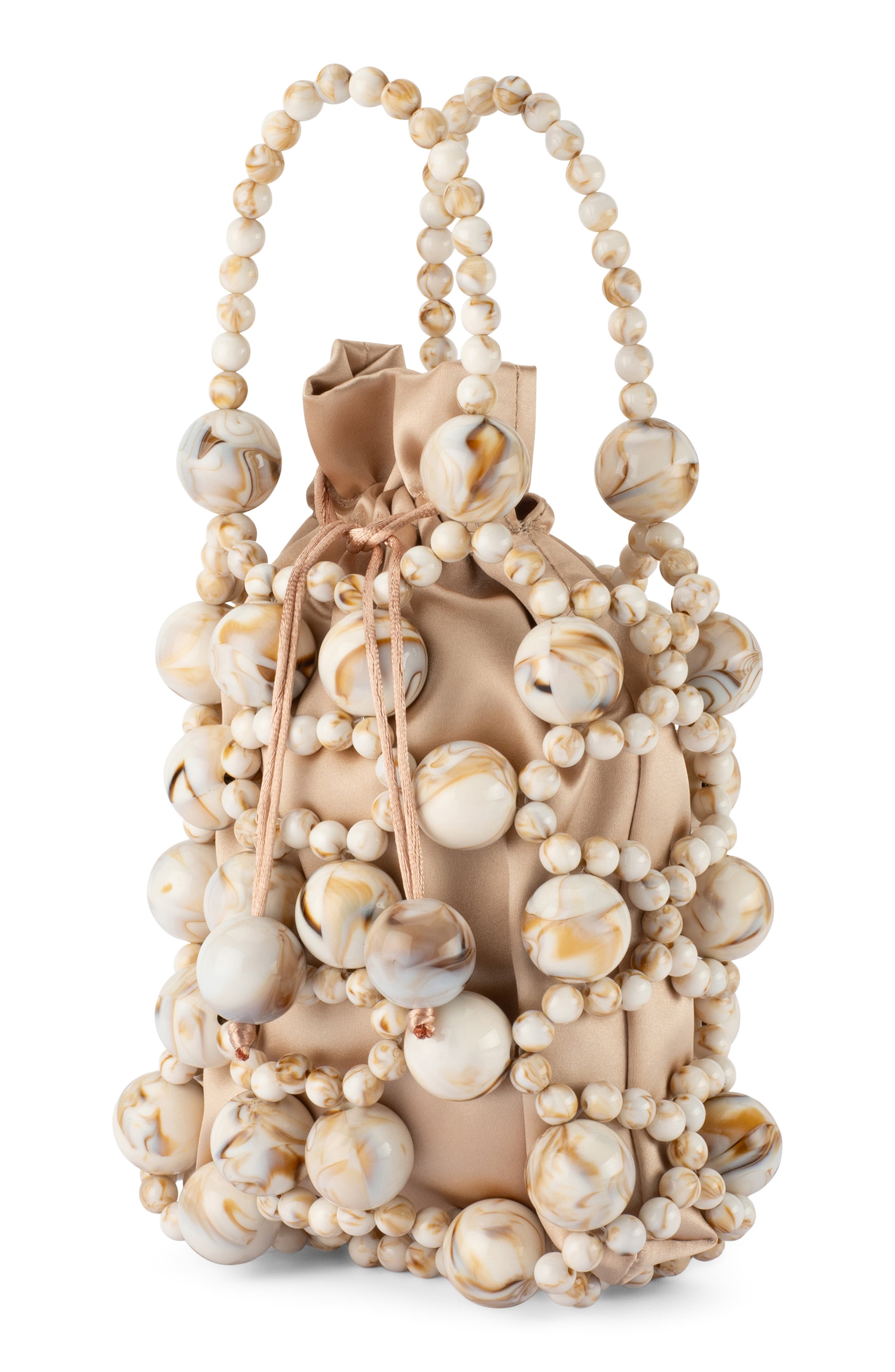 Olga Berg Sammy Beaded Cage Bag, Alternate, color, Natural