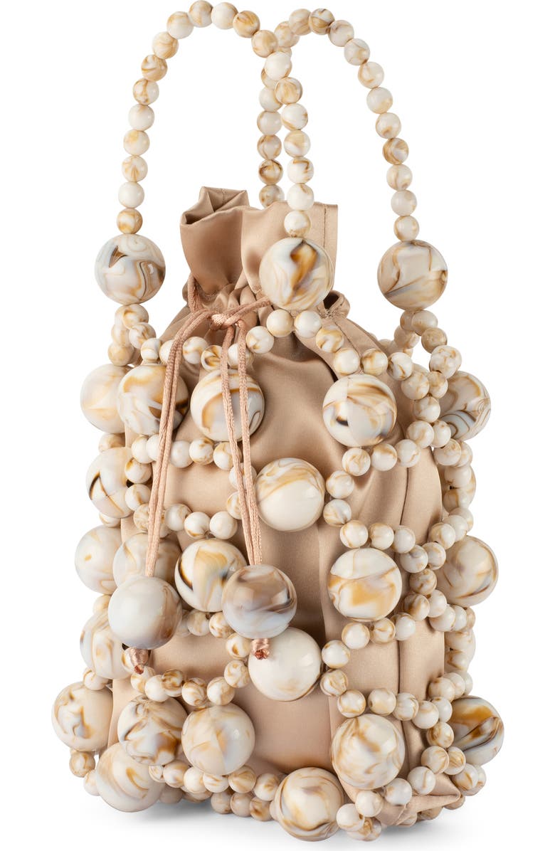 Olga Berg Sammy Beaded Cage Bag, Alternate, color, Natural