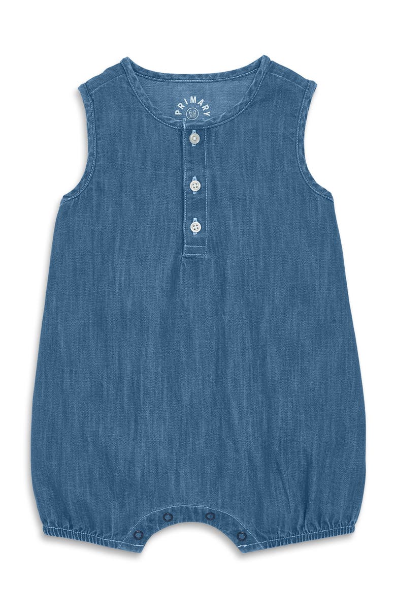 Primary Baby Chambray Henley Tank Shortie, Main, color, 