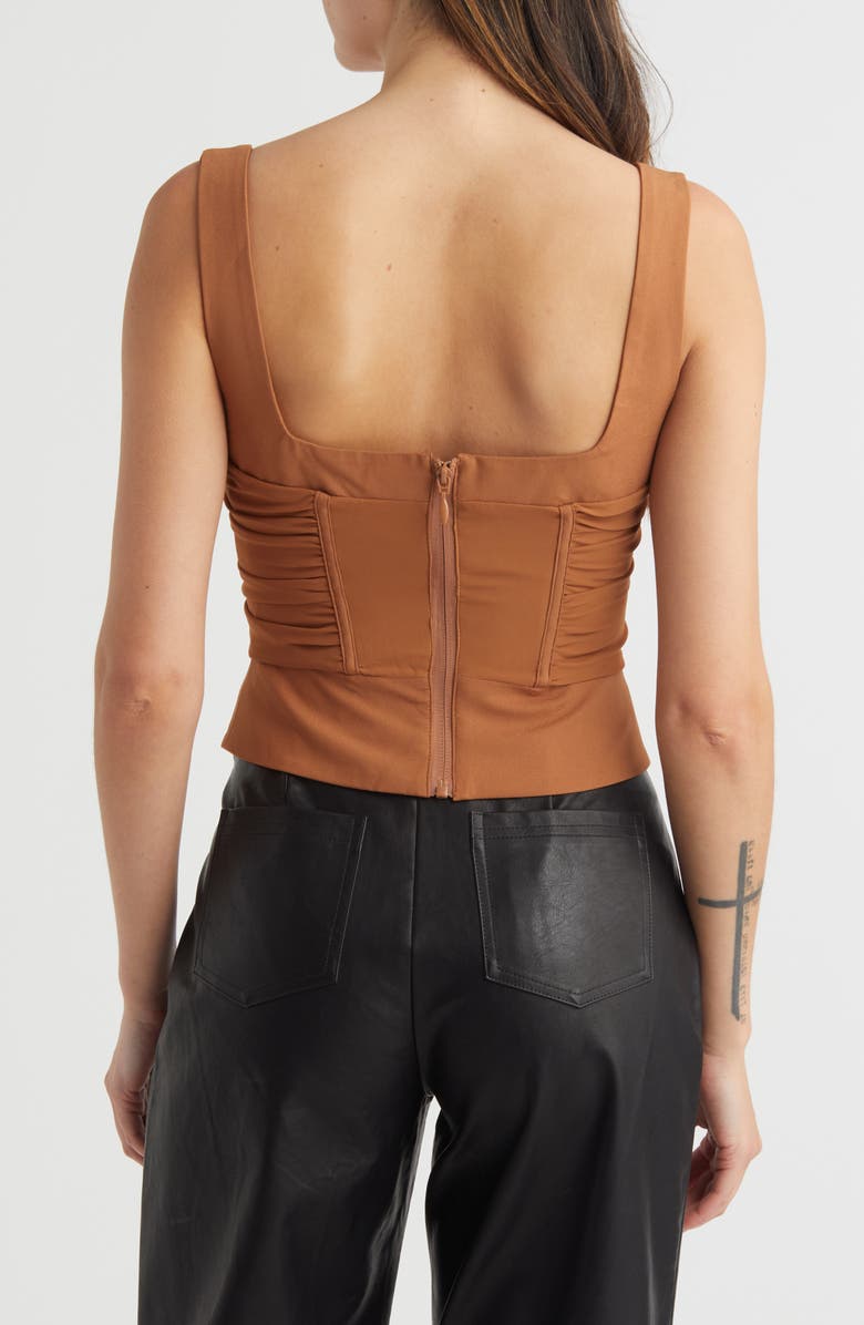 Mistress Rocks V-Shape Gathered Corset Top, Alternate, color, Caramel